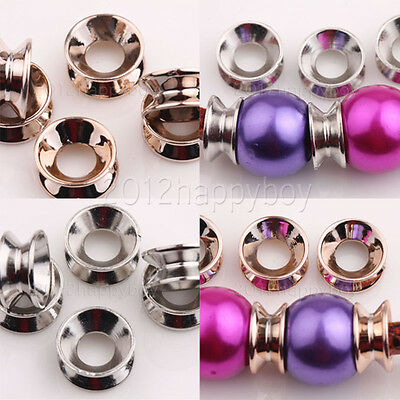 25/50pcs Rose Gold/silver Big Hole Spacer Loose Beads 12x6mm Jewelry Making
