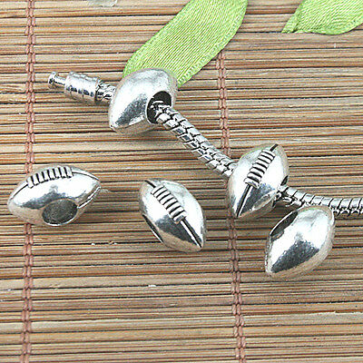 10pcs Tibetan Silver Color American Football Design Loose Beads Ef0969