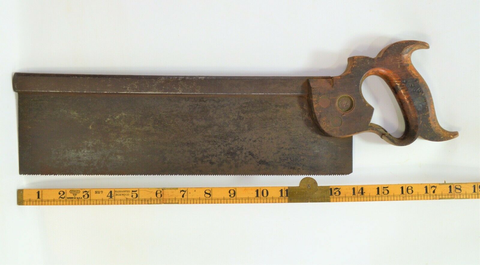 Vintage Disston No. 4, 12 Ppi 14" Backsaw, Applewood Handle, A Great Saw
