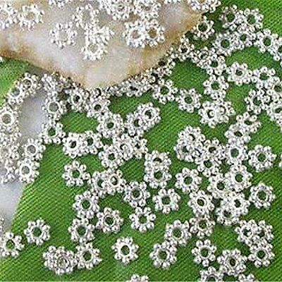 1000pcs 4mm Silver Plated Metal Daisy Flower Loose Spacer Beads Diy Findings