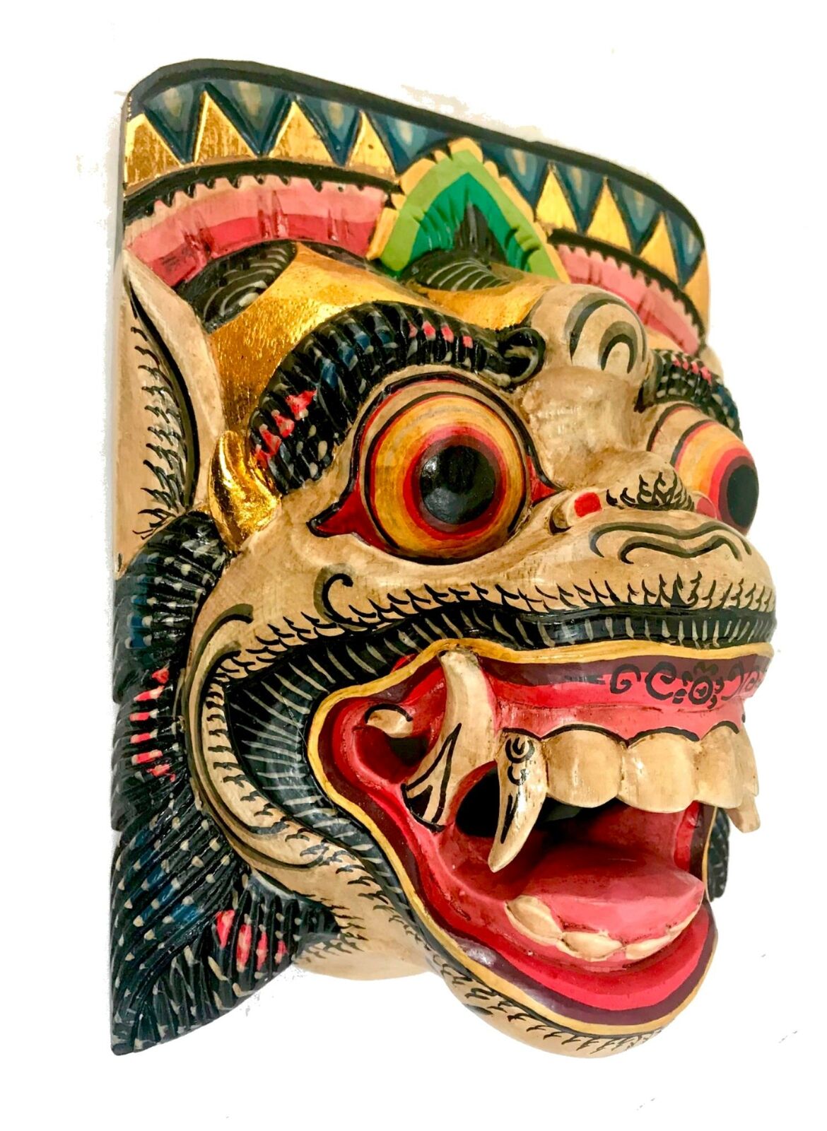 Balinese Demon Mask Hanuman Monkey Topeng Bali Wall Art Hand Carved Painted Wood