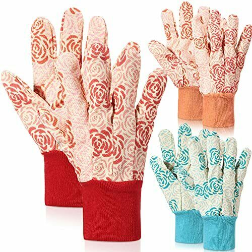 3 Pairs Floral Gardening Gloves Mechanic Safety Gloves Non-slip Pvc Dot Glove...
