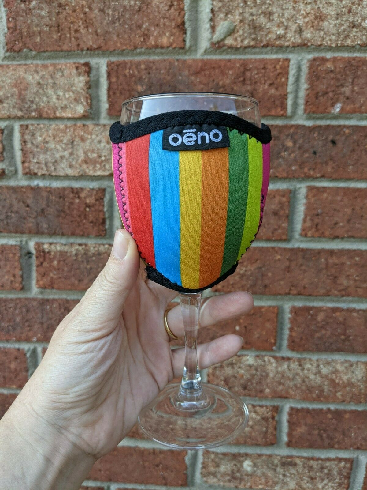 Rainbow Oeno Vino Hug Neoprene Wine Glass Sleeve Coozie