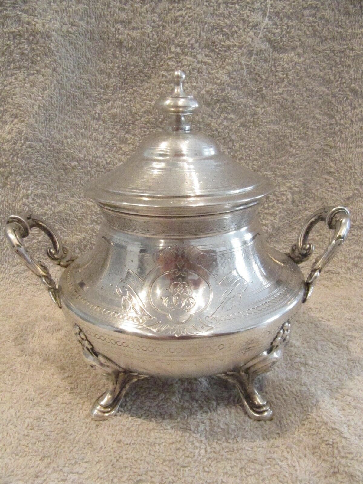 Gorgeous 1900 French Sterling Guilloche Silver Sugar Bowl Louis Xvi St 341g 12oz