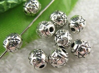 100pcs Tibetan Silver Star Barrel Spacer Beads Fc8915