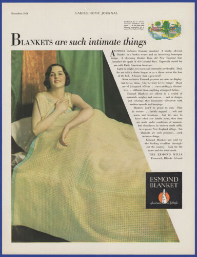 Vintage 1929 Esmond Blankets Bedding Art Décor Ephemera 20's Print Ad