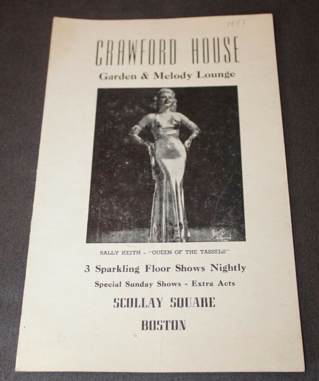 Vintage Wwii Era Menu Crawford House Garden & Melody Lounge Boston
