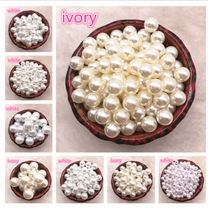 Wholesale 4-40mm Round Imitation Pearl Abs Beads Jewelry Findings Diy Decoration