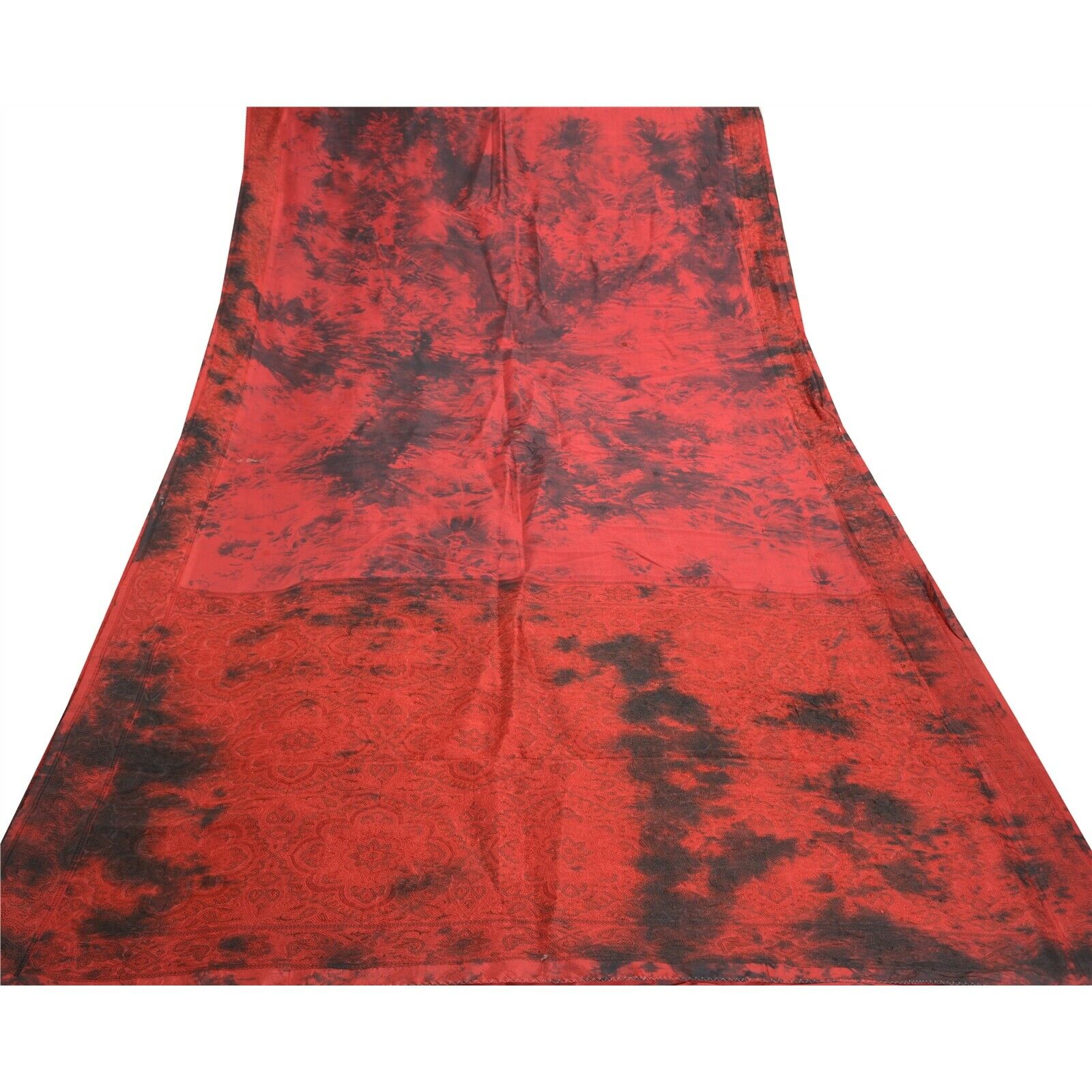 Sanskriti Vintage Red Sarees Pure Silk Woven Premium Sari Tie & Dye Fabric