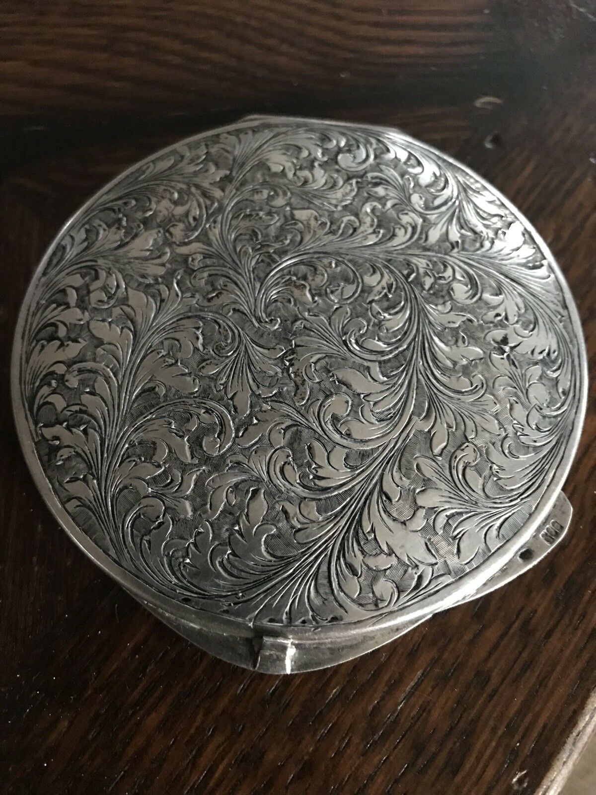 Vintage 1940’s Hand Engraved 800 Silver Compact Make-up Cosmetics Skin Care