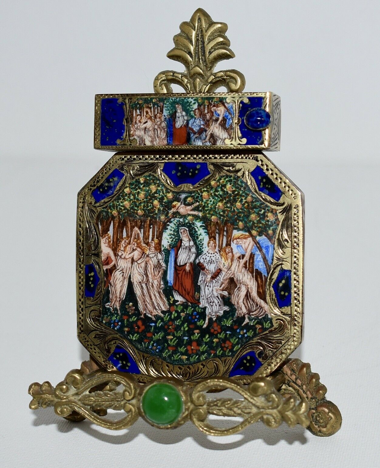 Masterpiece 800 Silver Gilt *botticelli's Primavera* Compact & Lipstick Case Set