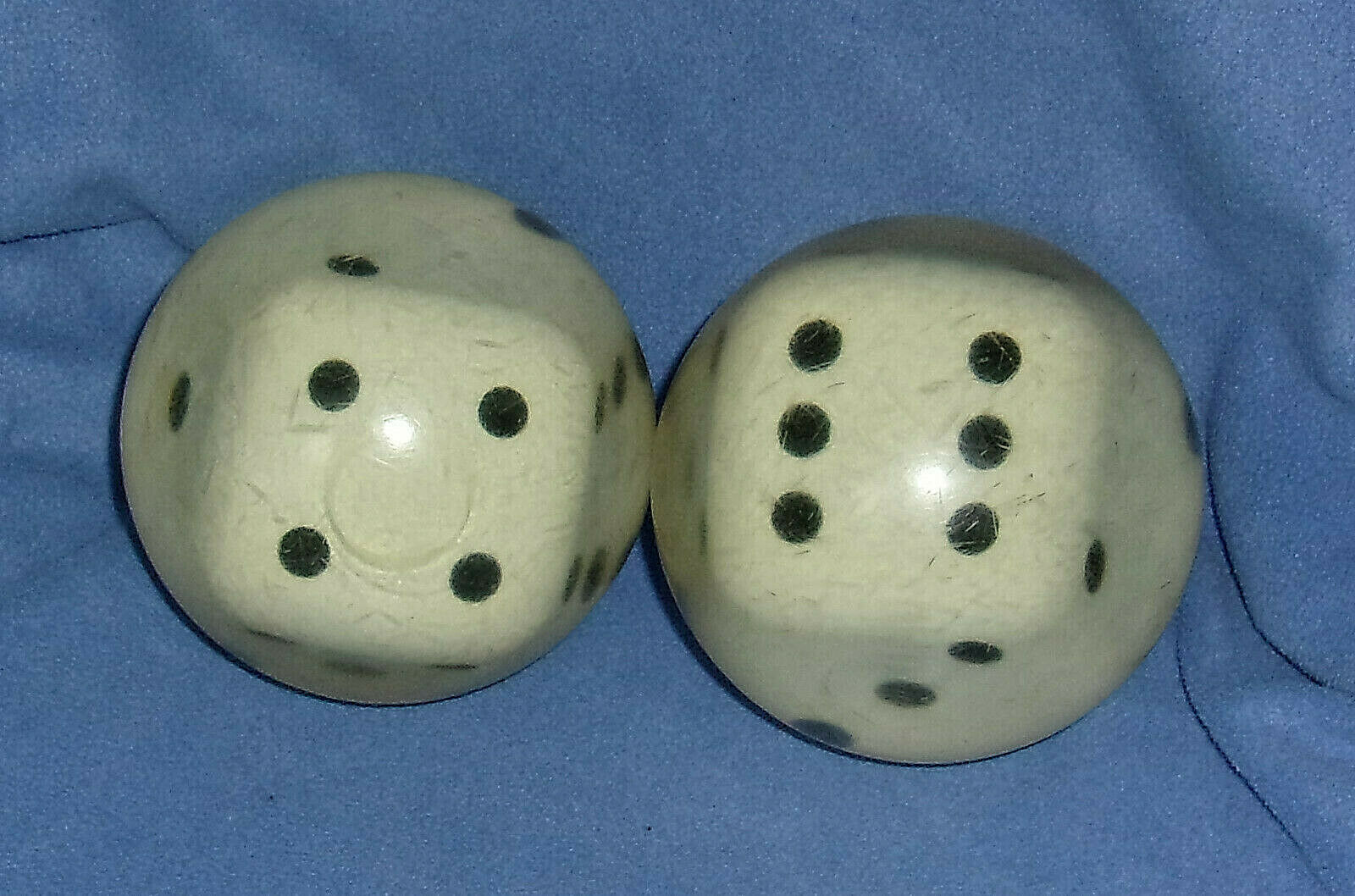 2  Paramount Clear Lucite Dice Candlepin Bowling Balls - 1950's , Rare !