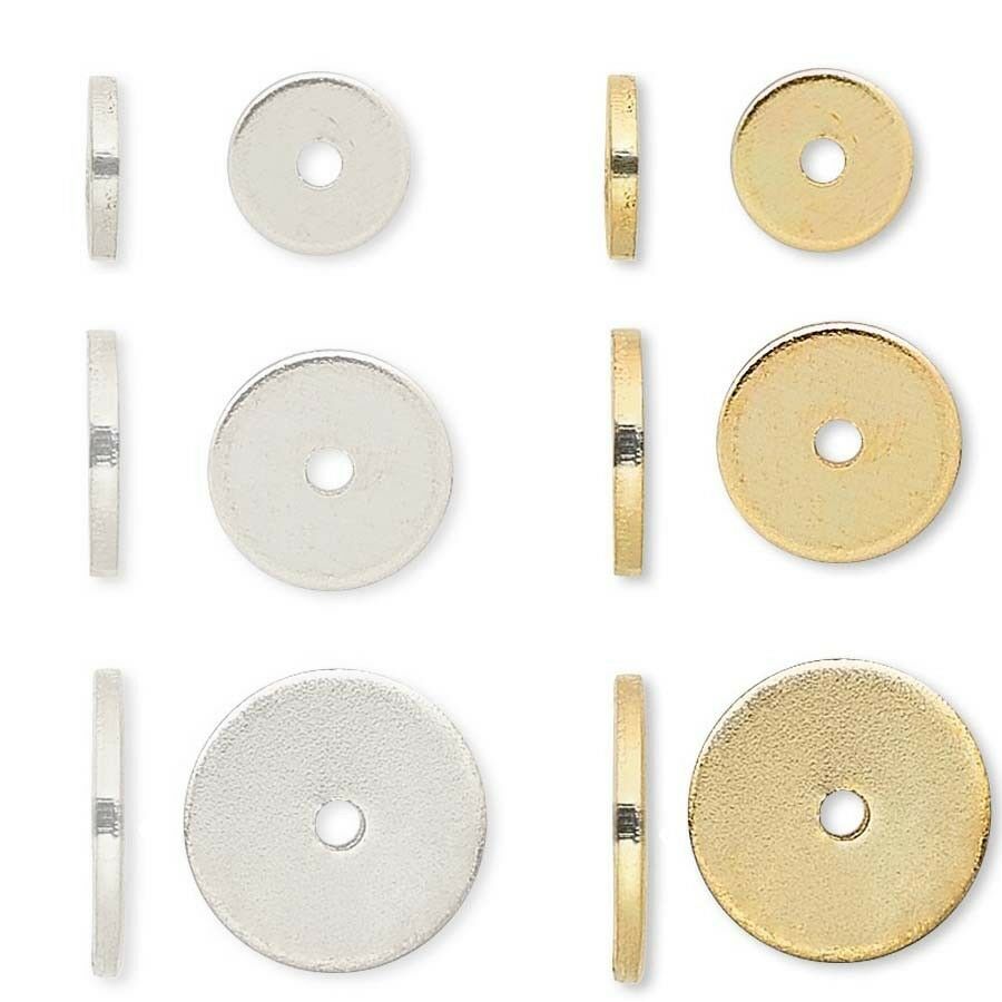 20 Steel Metal Flat Spacer Disc Heishi Rondelle Beads Small - Big 1mm Thick