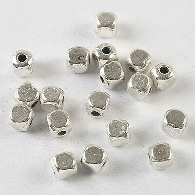 120pcs Dark Silver Tone 4mm Cube Spacer Beads H3721