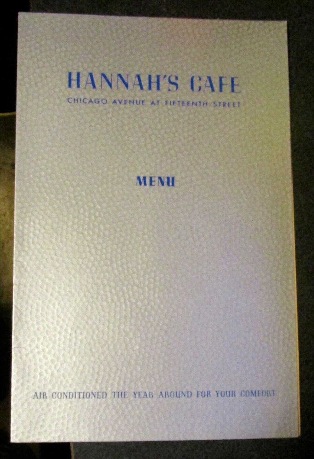 C1946 Hannah's Cafe Menu, Chicago, Il T-bone Steak $1.50