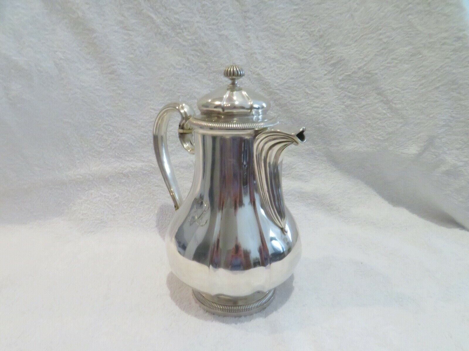 Gorgeous 20th C French 950 Silver Coffee Pot Odiot Louis Xiv Gadroons