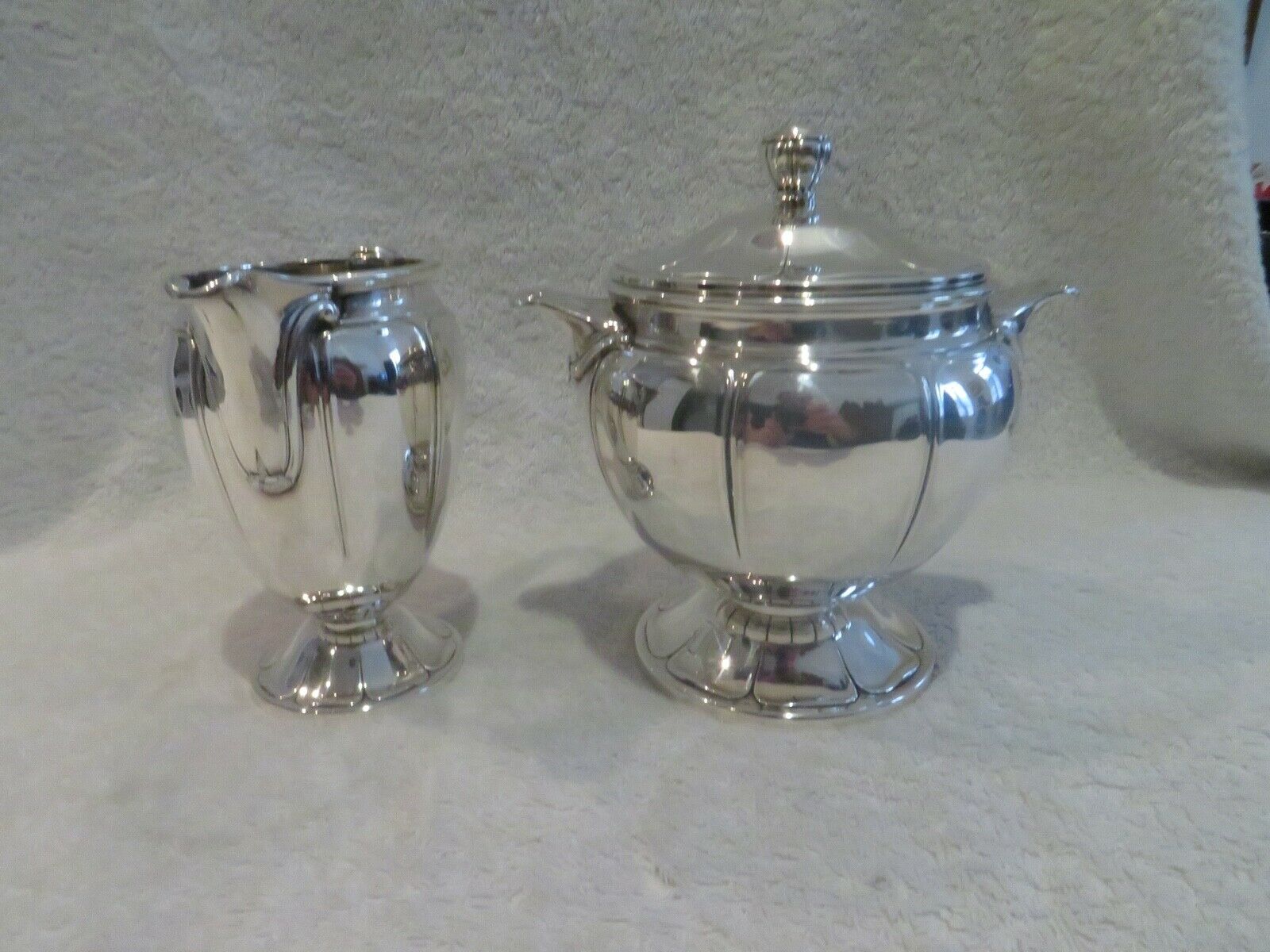 Early 20th C French Silver-plated Sugar Bowl, Creamer Gallia Art Deco St Ety