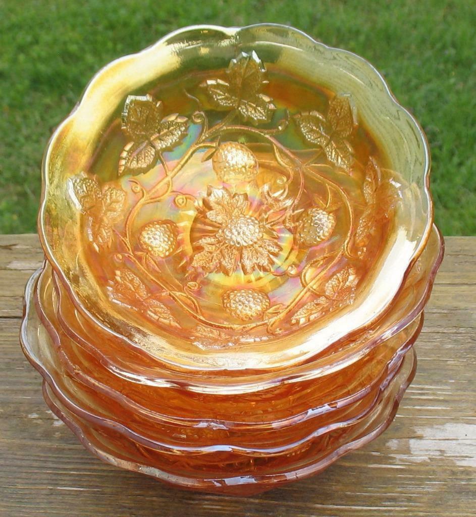 Millersburg  "blackberry Wreath"  Marigold Carnival Glass (5) Bowls