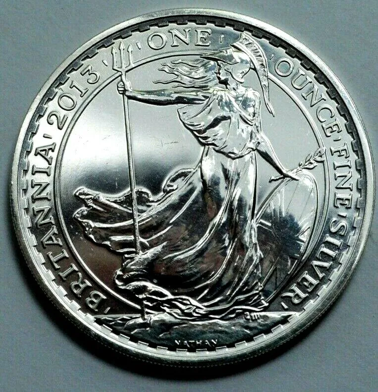 2013 G.britain 1 Oz 999 Silver Britannia £2 Coin Round Unc Dpl