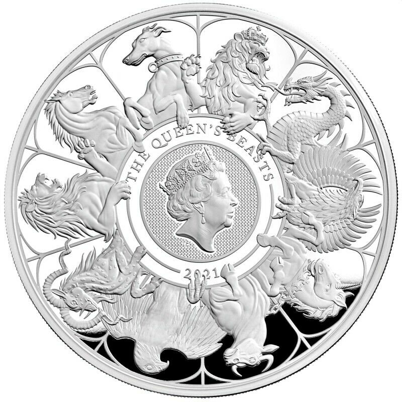 Great Britain Uk 2021 £500 Queens Beasts Completer 1 Kilo Silver Coin Royal Mint