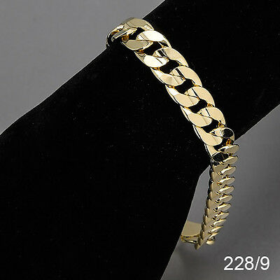 Men's 14k Yellow Gold Plated 9 Inches Chain Cuban Link Bracelet 10 Mm  228/9