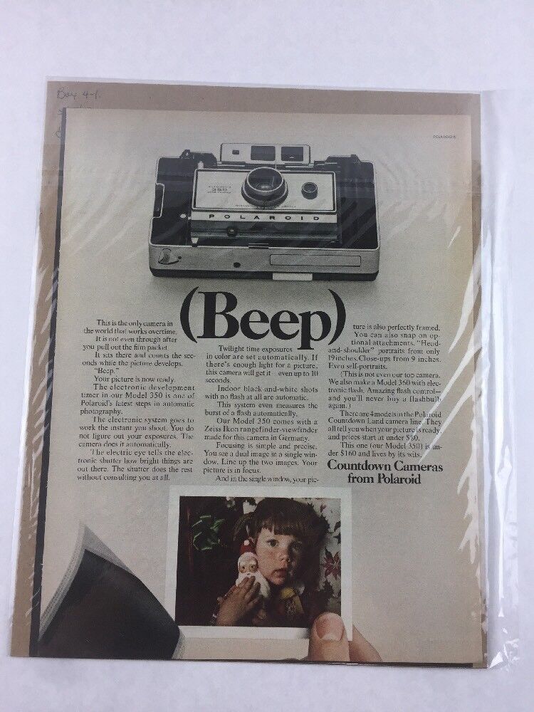 Polaroid Camera Vintage Art Print Collectible Advertisement 10.5 X 13.5