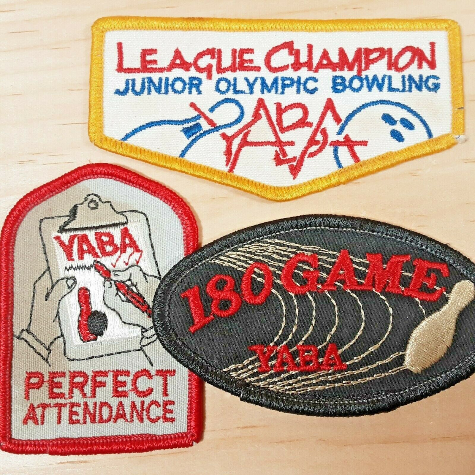 Vintage Bowling Patches Yaba Junior Olympic Bowling Champion 180 Game