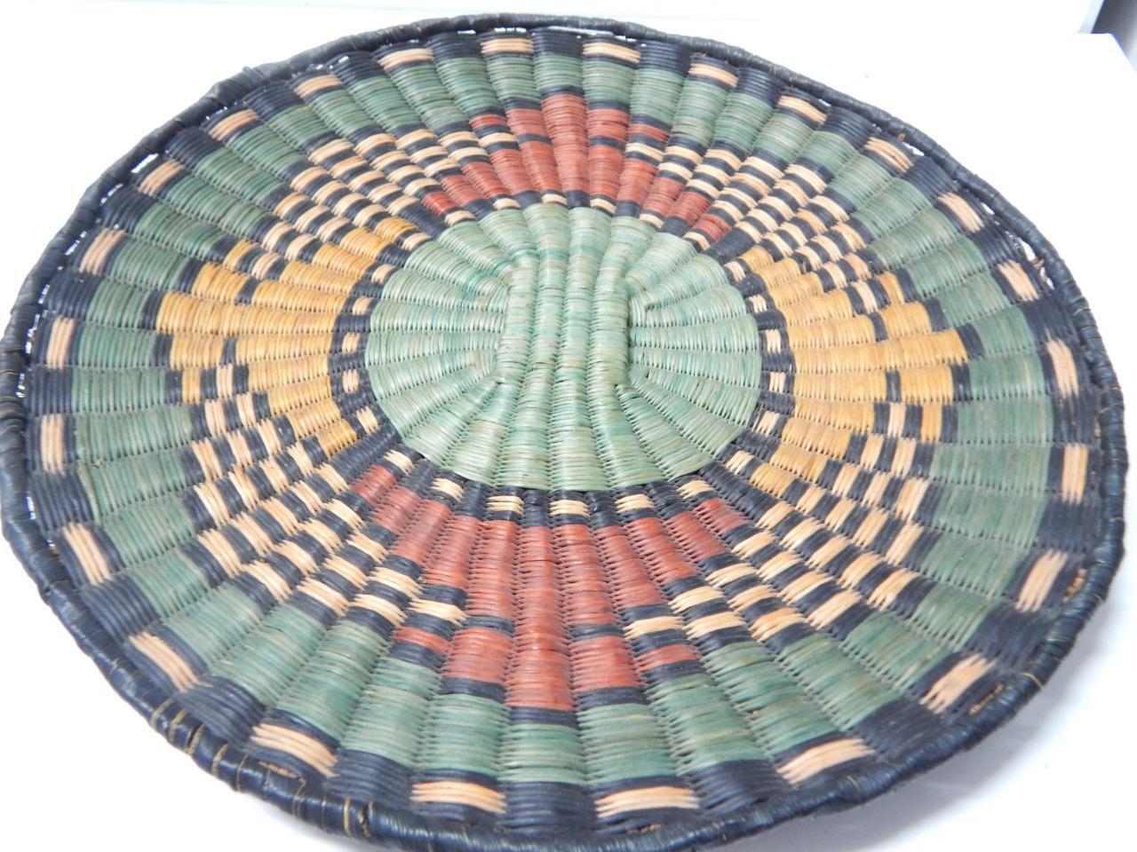 Exceptional Antique Vintage Hopi Indian Wicker Basket Tray - Nice Color + Patina
