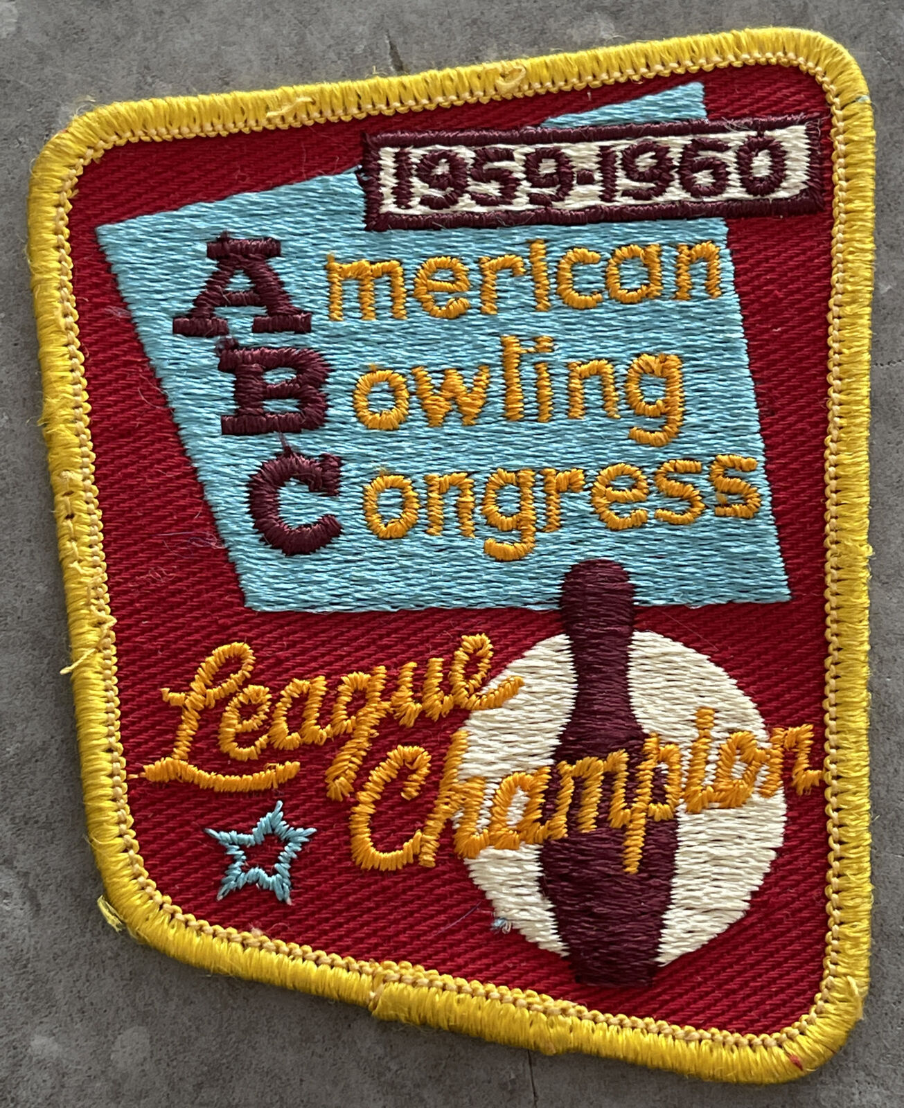1960 Fun Retro Mid Century Modern Shaped Bowling Congress League Champion Patch