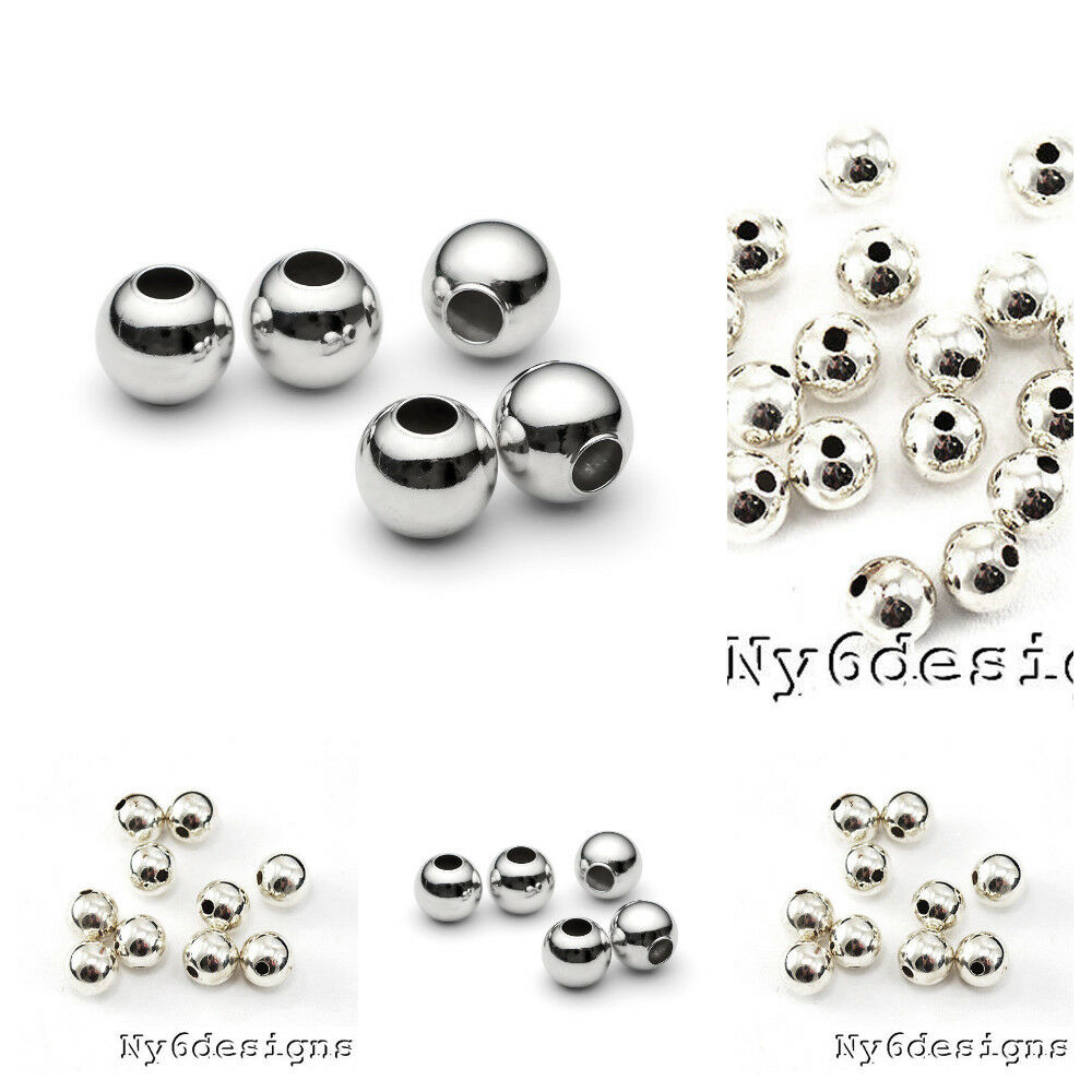 Sterling Silver Round Seamed Spacer Beads 2/2.5/3/ 4/ 5/ 6/ 7/ 8mm Usa Real.925