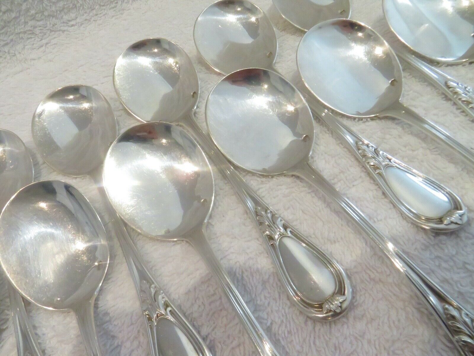 Gorgeous 1900 French Sterling Silver 12 Ice Cream Spoons Louis Xvi St Henin