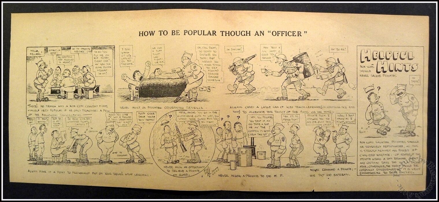 How To Be Popular Though An Officer & Helpful Hints, Wally Wallgren Ww1 Cartoon