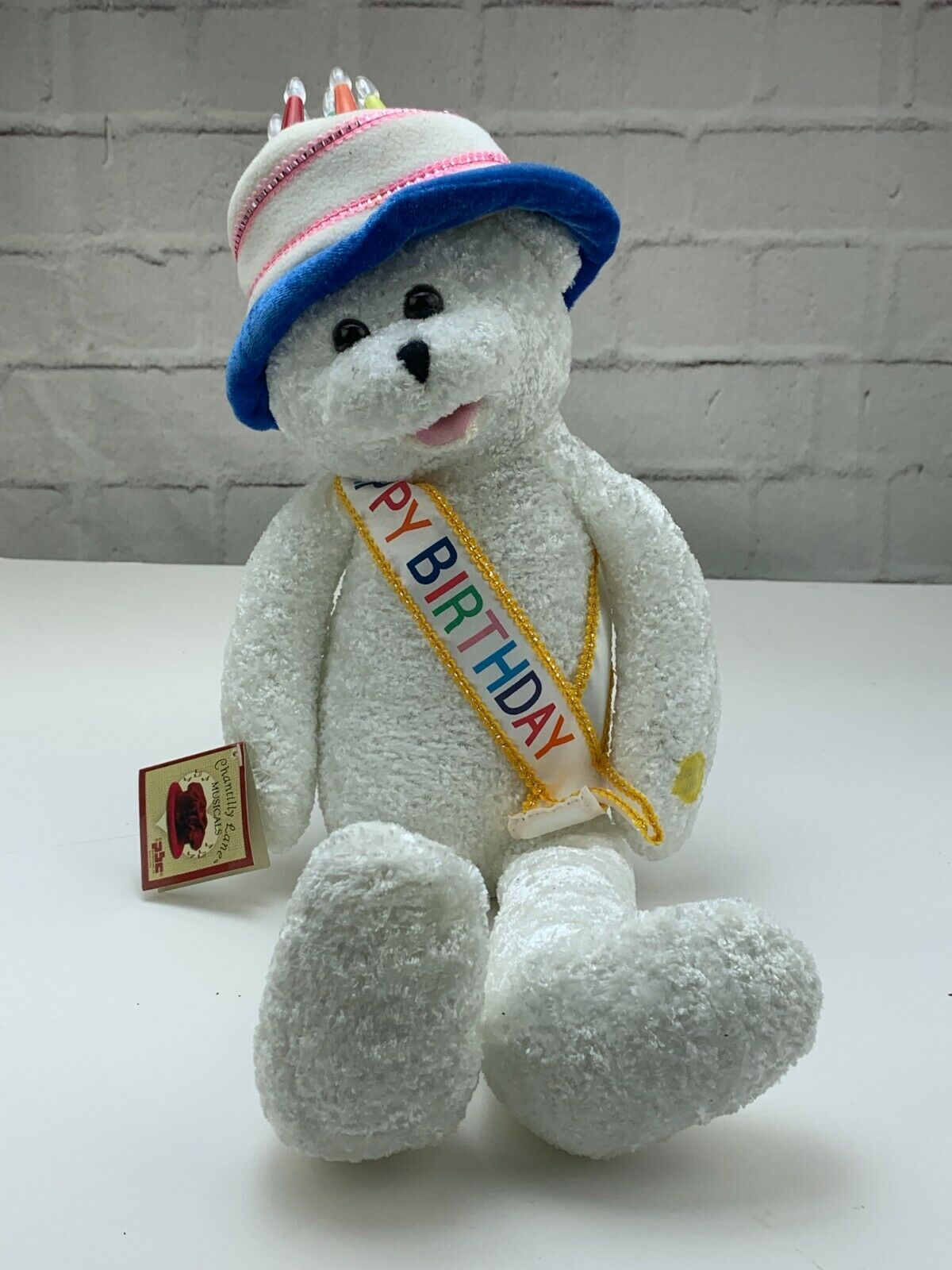 Chantilly Lane Musical Happy Birthday Bear W/ Sash And Candles Hat 22"