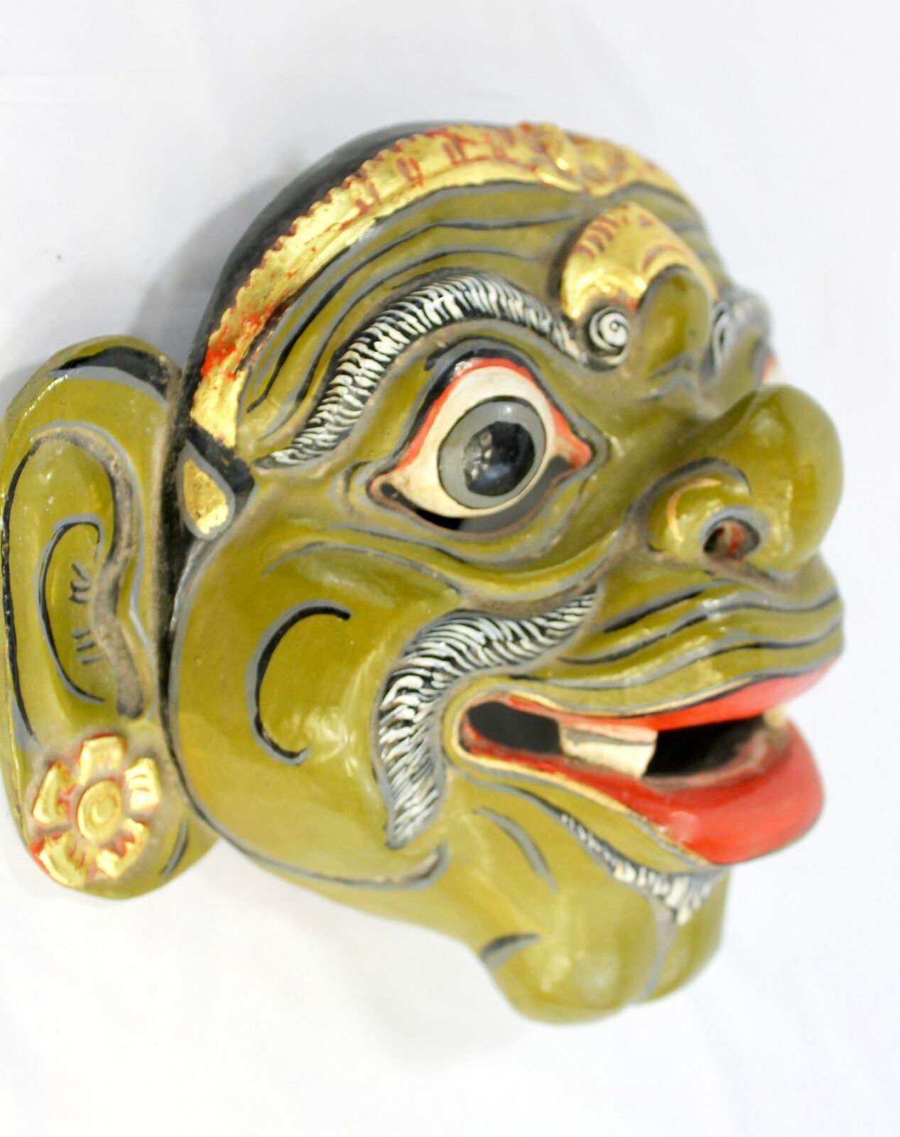 Balinese Wayang Wong Mask Topeng Hand Carved Polychrome Wood Indonesian Art